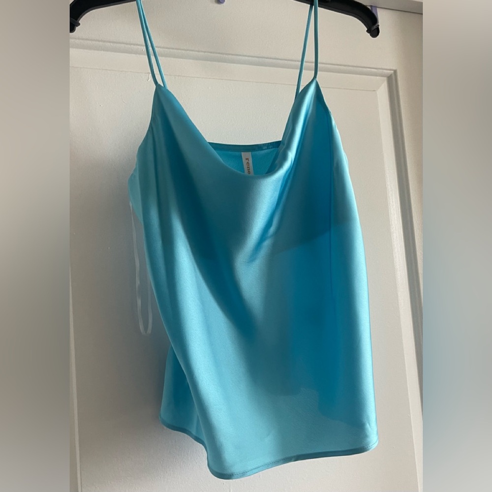 Renee C. Cowl-Neck Satin Camisole Top